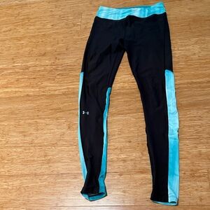 Under Armour Black and Aqua Leggings S